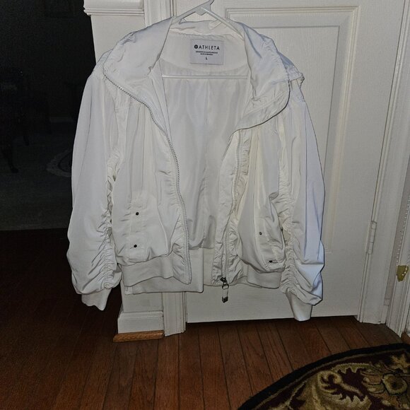 ATHLETA White Hooded Jacket Warm-up Size L - Picture 3 of 15